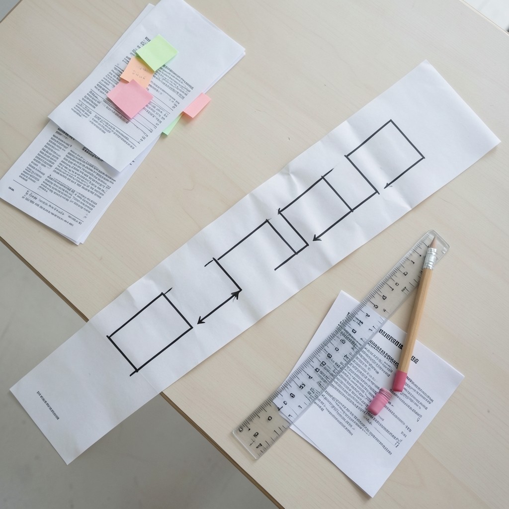 Printed cycle map and annotated purchase order samples on a work table